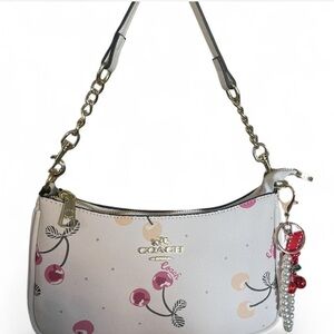 Coach White and Pink Floral Shoulder Bag